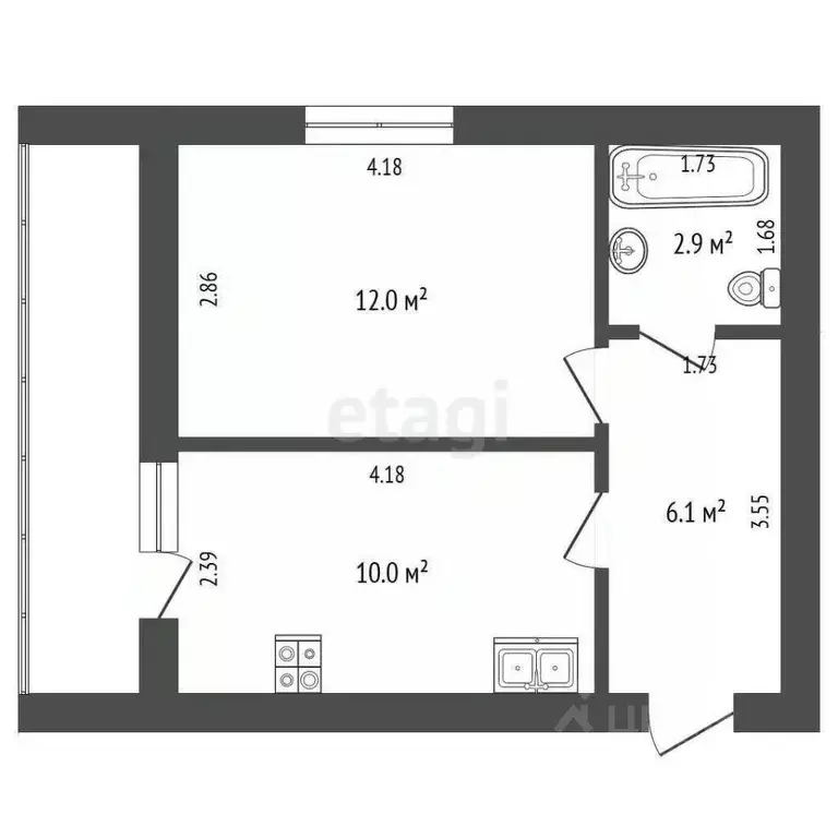 1-к кв. Архангельская область, Котлас ул. Володарского, 25 (31.0 м) - Фото 2