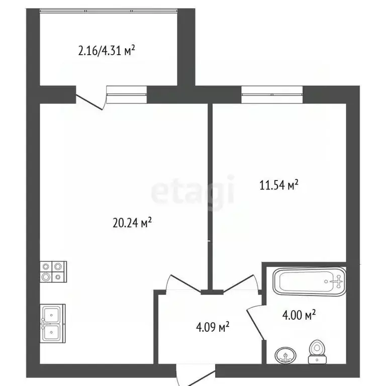 1-к кв. Ростовская область, Аксай ул. Строителей, 5к2 (42.0 м) - Фото 2