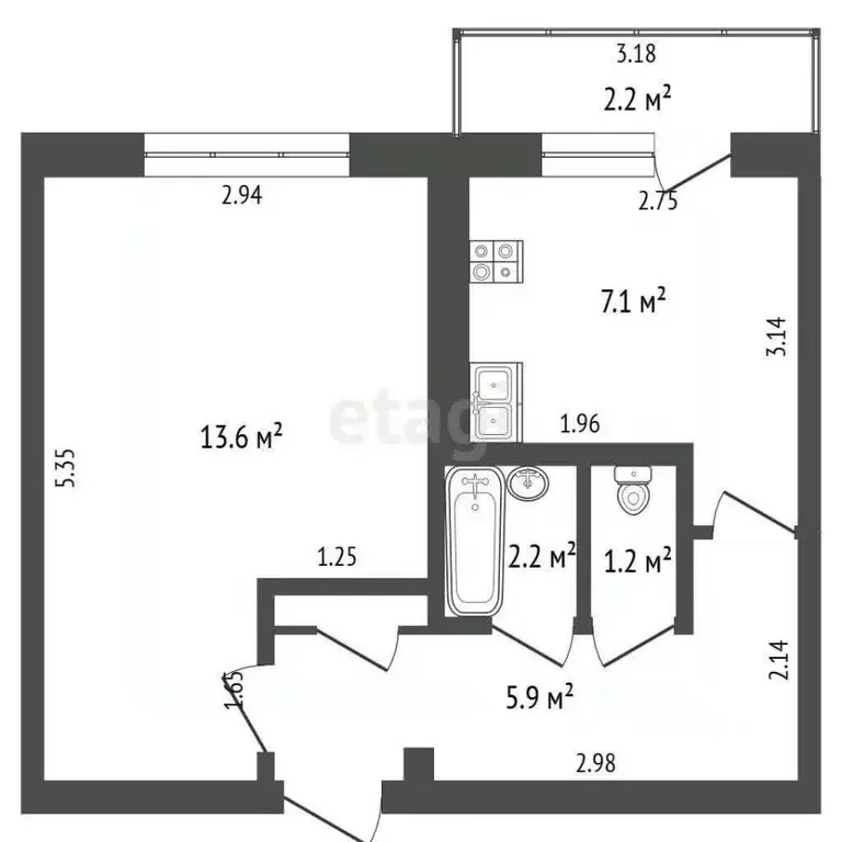 1-к кв. Ростовская область, Ростов-на-Дону Таганрогская ул., 139/8 ... - Фото 2
