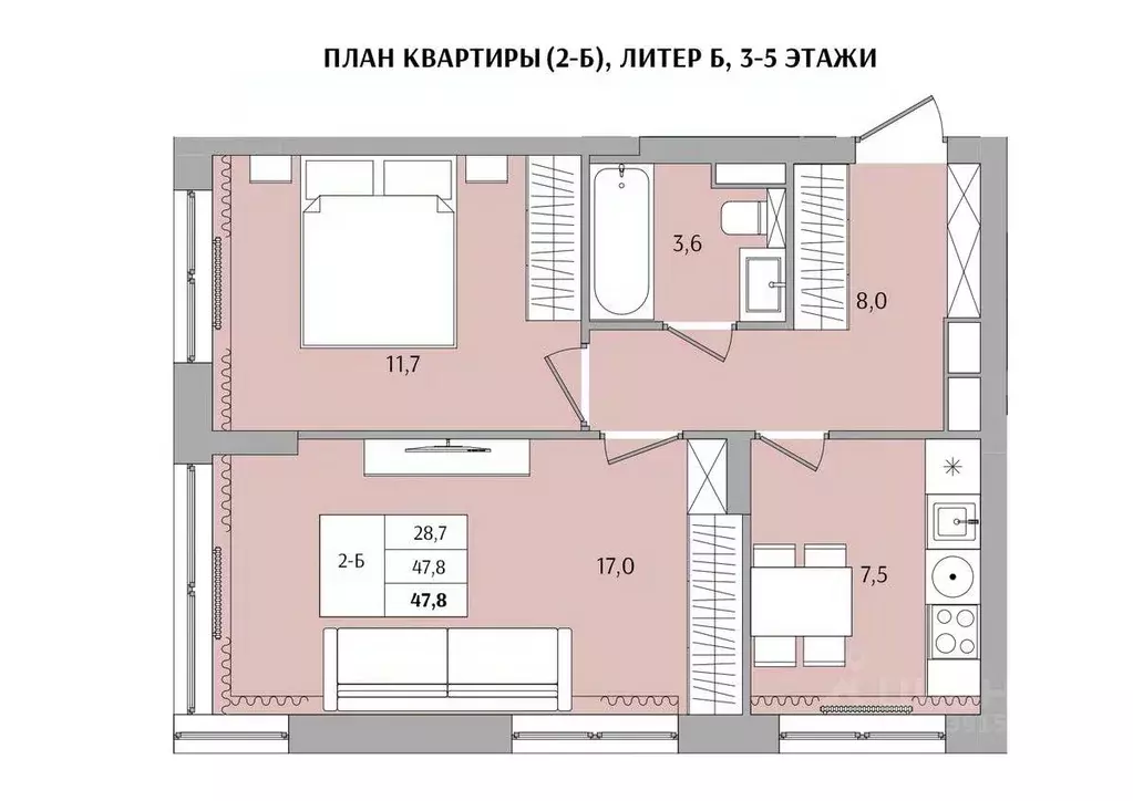 2-к кв. Нижегородская область, Нижний Новгород Якорная ул. (47.8 м) - Фото 0