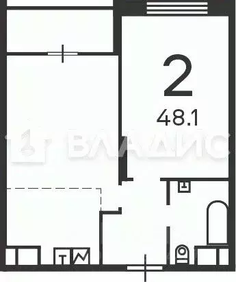 1-к кв. Москва Клинская ул., 2Ак7 (48.1 м) - Фото 2