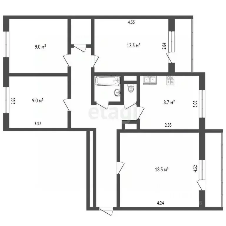 4-к кв. Хабаровский край, Амурск Октябрьский просп., 10 (76.2 м) - Фото 2