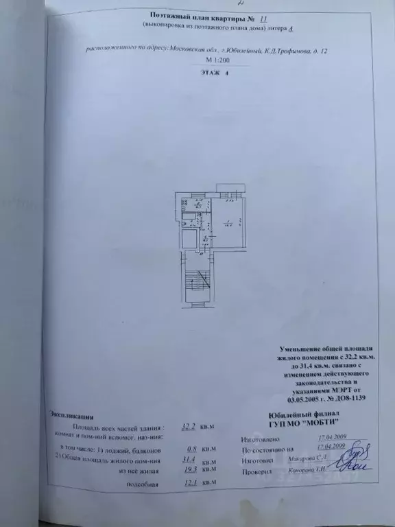 1-к кв. Московская область, Королев ул. К.Д. Трофимова, 12 (32.0 м) - Фото 1
