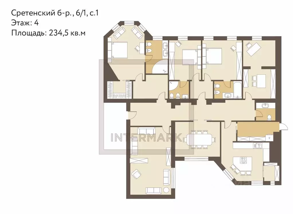 6-к кв. Москва Сретенский бул., 6/1С1 (234.5 м) - Фото 1