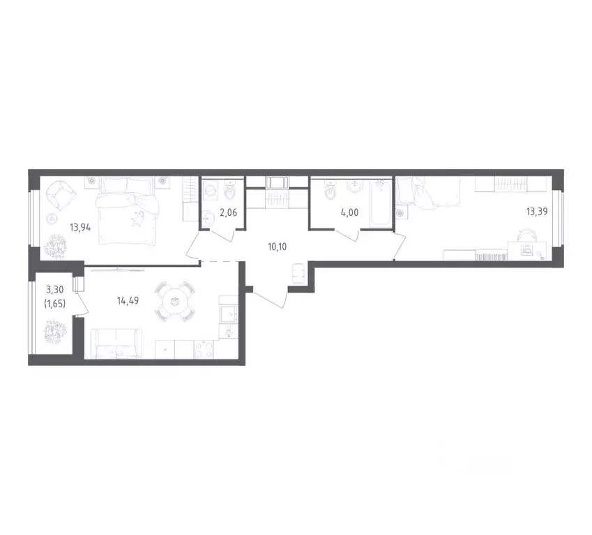 2-к кв. Ленинградская область, Всеволожский район, Свердловское ... - Фото 1