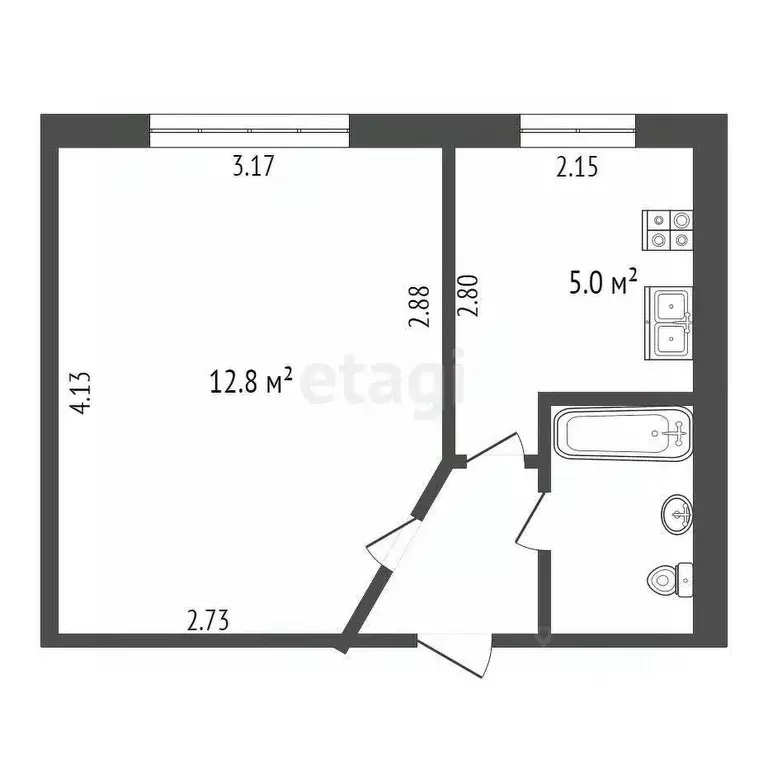 1-к кв. Калужская область, Калуга пер. Калинина, 5 (21.7 м) - Фото 2