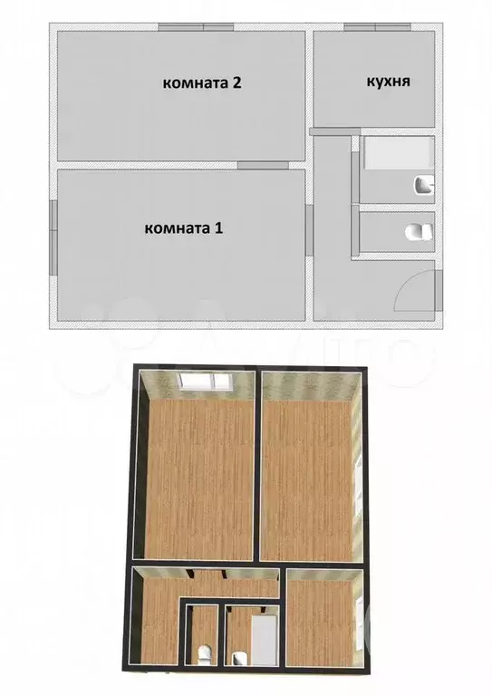 2-к. квартира, 39 м, 2/2 эт. - Фото 0