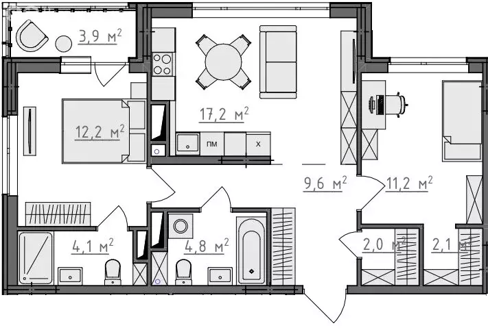 2-комнатная квартира: Владимир, микрорайон Сновицы-Веризино (65.15 м) - Фото 1