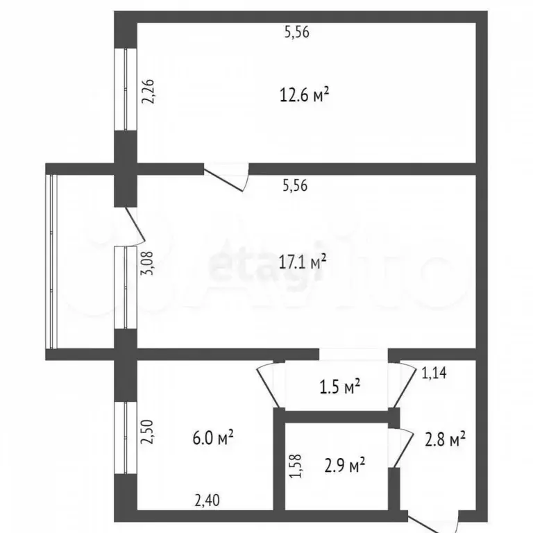 2-к. квартира, 42,9 м, 2/5 эт. - Фото 0