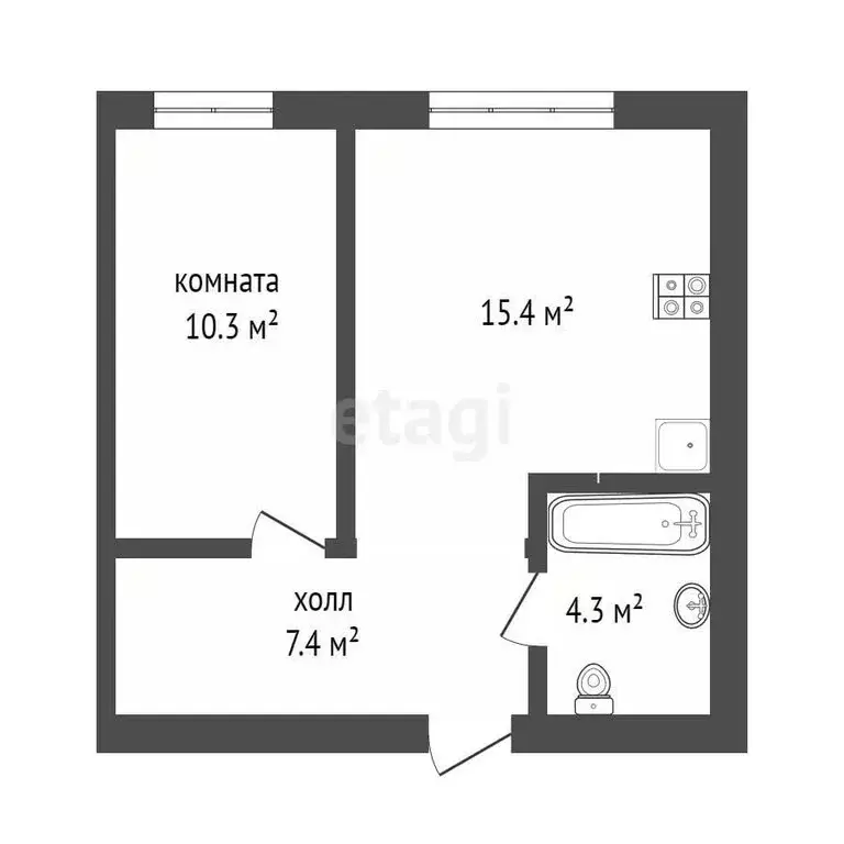 1-комнатная квартира: Тюмень, Новгородская улица, 20 (37.4 м) - Фото 0
