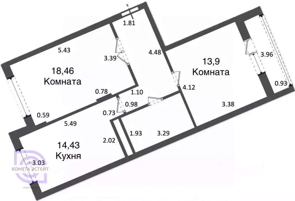 2-к кв. Москва, Москва, Троицк ул. Академика Дыхне, 16 (65.0 м) - Фото 1