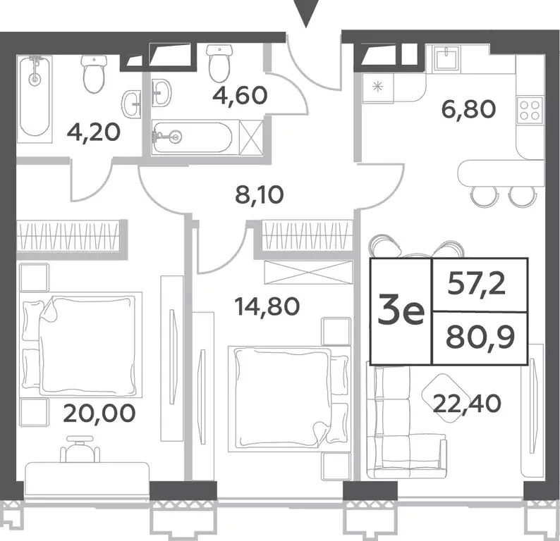 3-комнатная квартира: Москва, проспект Генерала Дорохова, 49 (80.9 м) - Фото 0
