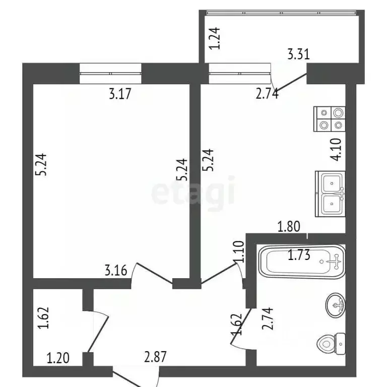 1-к кв. Ростовская область, Ростов-на-Дону ул. Вересаева, 103 (40.8 м) - Фото 1