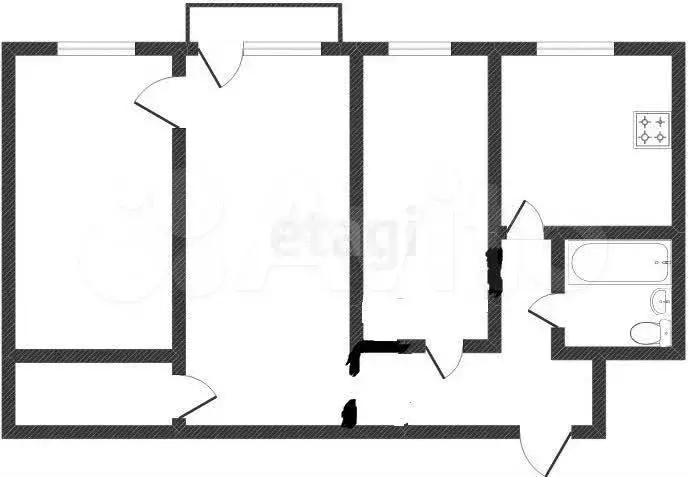 3-к. квартира, 55,7 м, 5/5 эт. - Фото 0