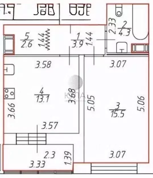 1-к кв. Санкт-Петербург ул. Федора Котанова, 5к2 (40.0 м) - Фото 2