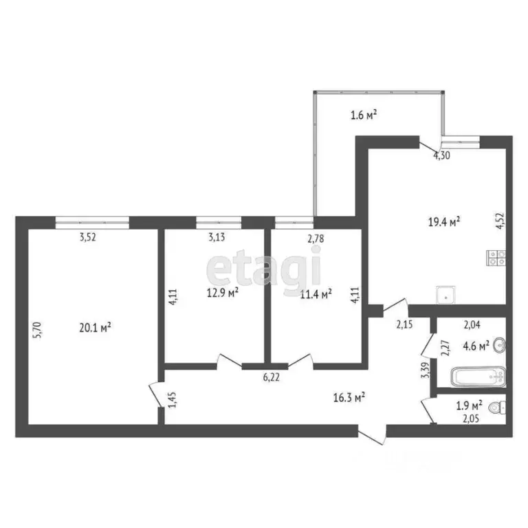 3-к кв. Мордовия, Саранск Ботевградская ул., 18 (86.6 м) - Фото 2