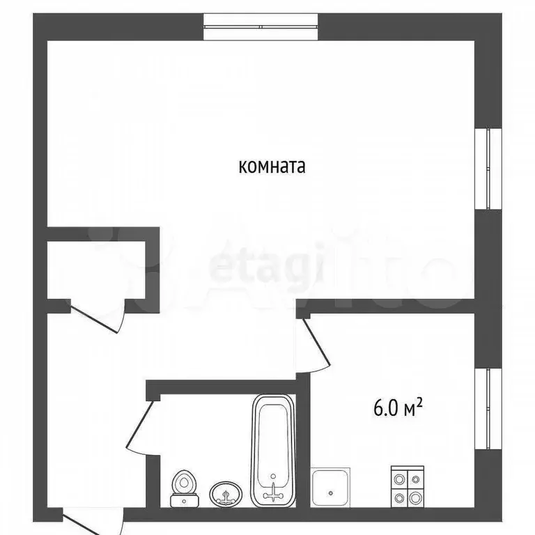 1-к. квартира, 30,7 м, 1/4 эт. - Фото 0