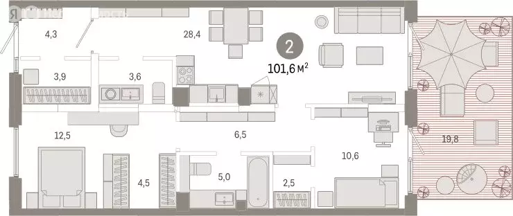 2-комнатная квартира: Омск, Кировский округ (101.61 м) - Фото 1