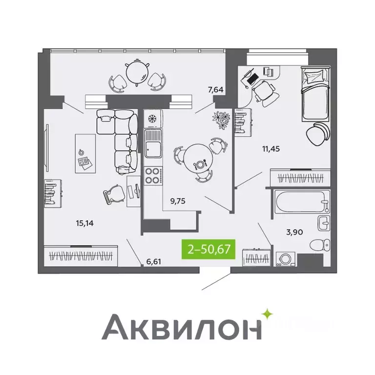 2-к кв. Архангельская область, Северодвинск ул. Мира, 5 (50.67 м) - Фото 0