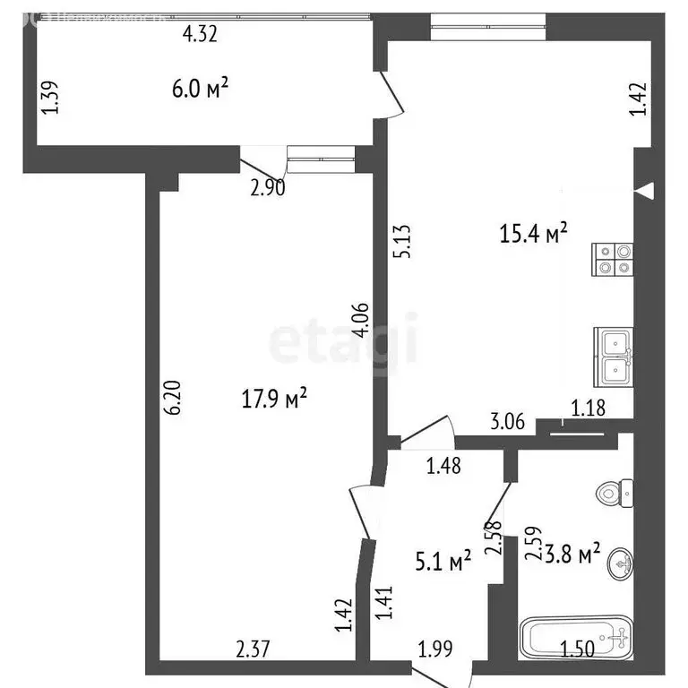 1-комнатная квартира: Севастополь, улица Челнокова, 29к1 (41.1 м) - Фото 1