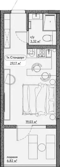 Квартира-студия: Евпатория, Симферопольская улица, 2Фс1 (30 м) - Фото 1