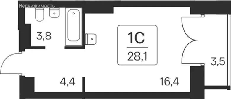Квартира-студия: Новосибирск, ЖК Расцветай на Красном (28 м) - Фото 1