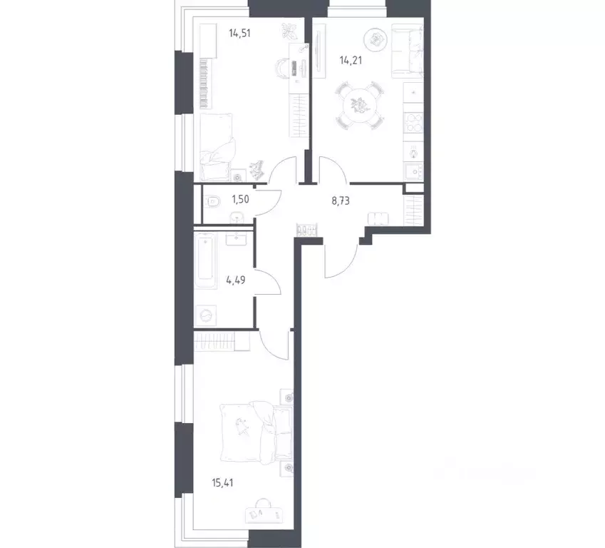 2-к кв. Московская область, Красногорск Квартал Строгино жилой ... - Фото 1
