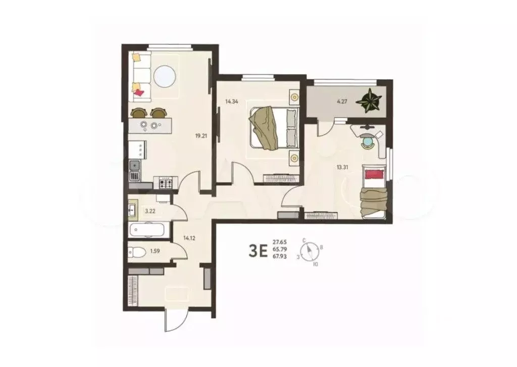 2-к кв. Курская область, Курск ул. Энгельса, 115 (67.93 м) - Фото 0