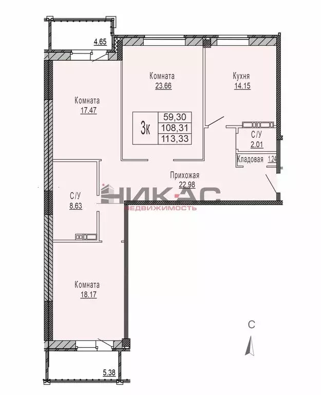 3-комнатная квартира: Ярославль, Которосльная набережная, 59 (114.9 м) - Фото 1