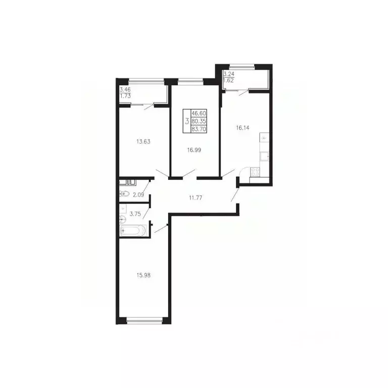 3-к кв. Крым, Феодосия муниципальный округ, Приморский пгт Просторы ... - Фото 1