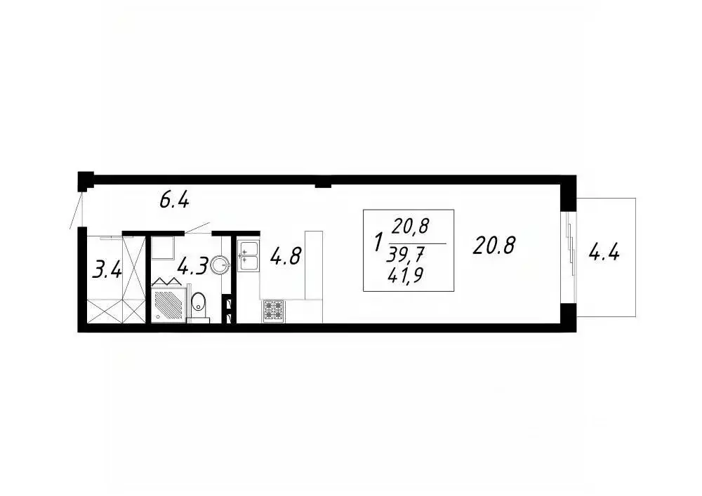 1-к кв. Ставропольский край, Ессентуки Озеро жилой комплекс (41.9 м) - Фото 1