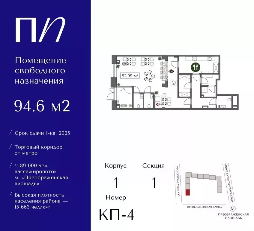 Помещение свободного назначения в Москва ул. 1-я Бухвостова, 2к3 (95 ... - Фото 0