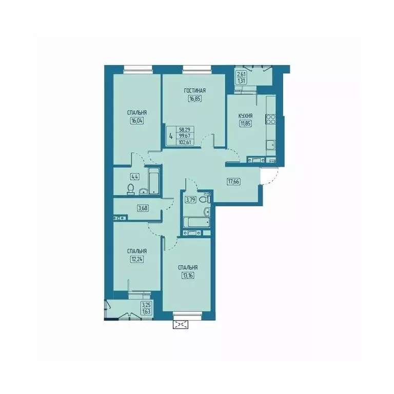 4-к кв. Красноярский край, Красноярск Свободный просп. (102.61 м) - Фото 1