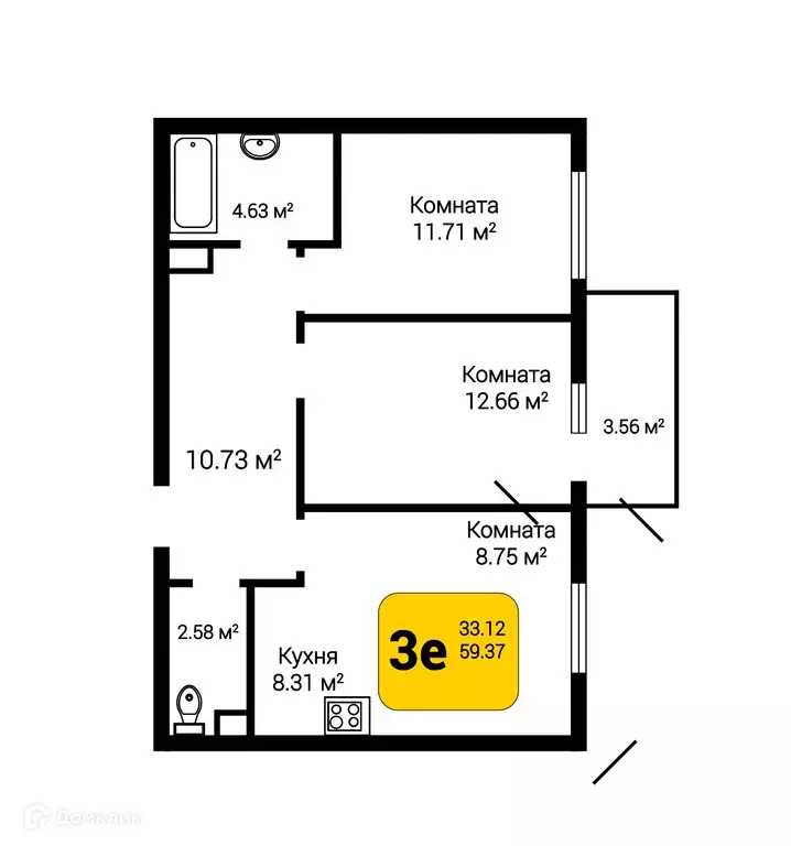 Продаётся 3-к квартира, 60.44 м - Фото 0
