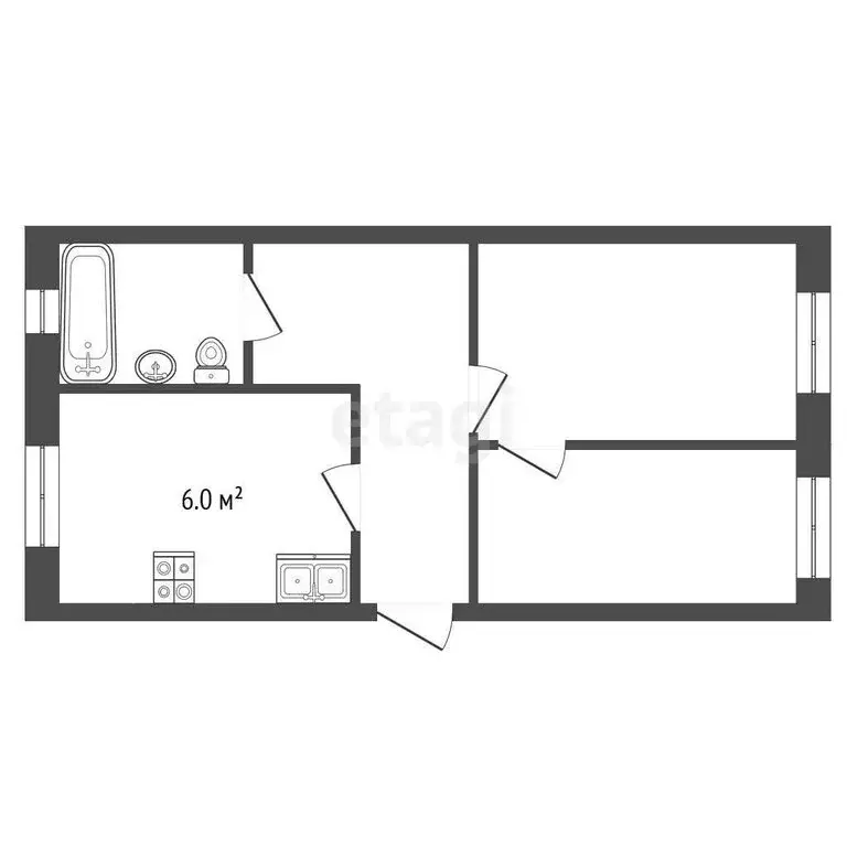 2-комнатная квартира: Великий Устюг, Гледенская улица, 12 (41.9 м) - Фото 1