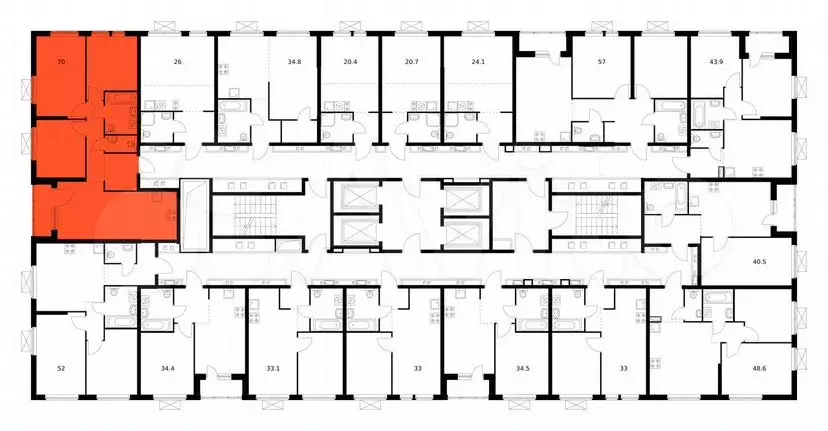 3-к. квартира, 70м, 23/28эт. - Фото 1