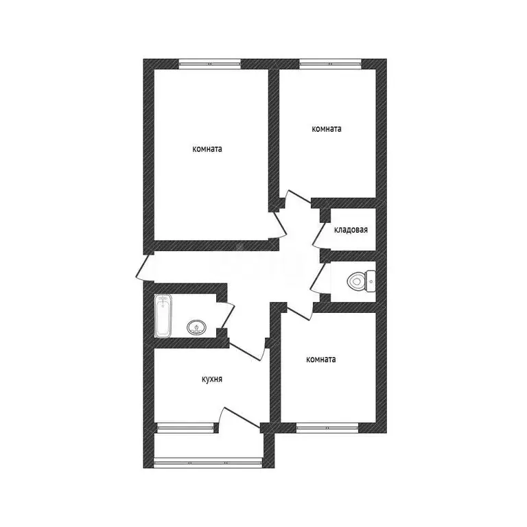 3-комнатная квартира: Бийск, улица Александра Матросова, 31 (60.1 м) - Фото 1