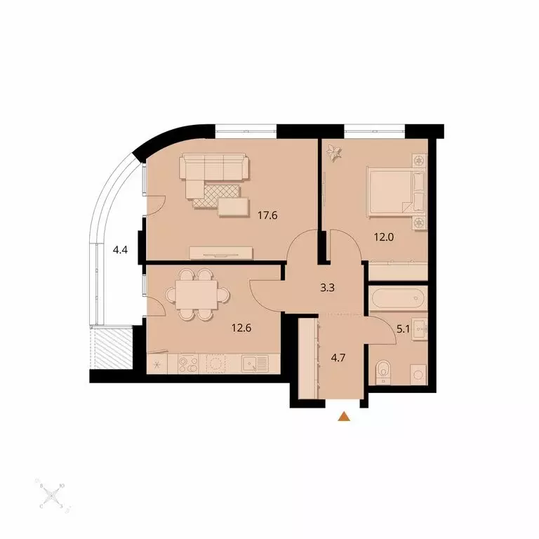 2-комнатная квартира: Новосибирск, жилой квартал Беринг (59.63 м) - Фото 1