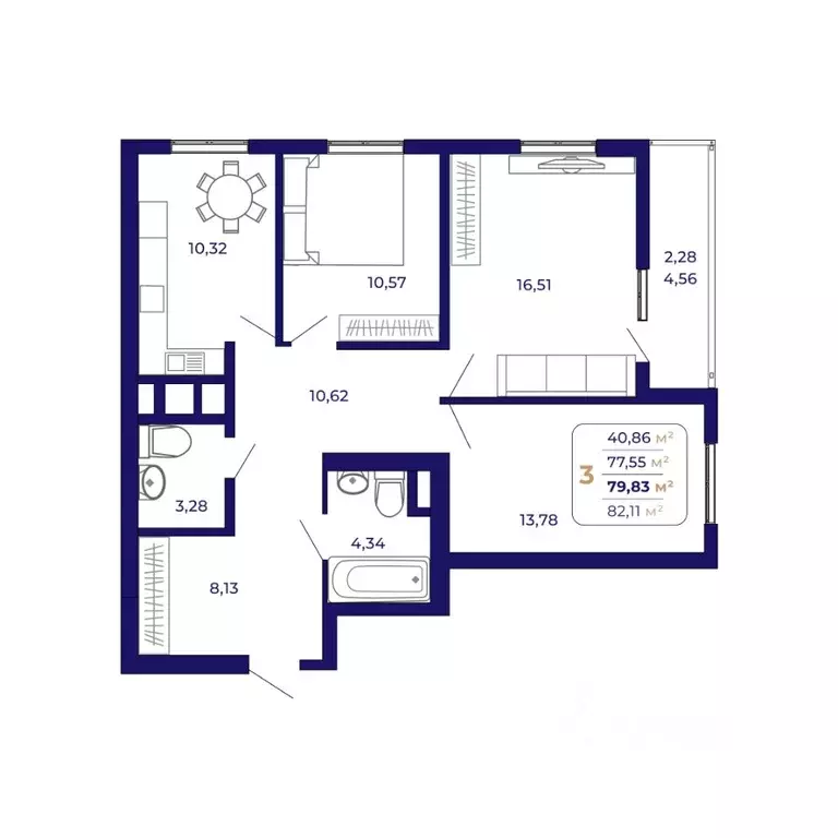 3-к кв. Башкортостан, Уфа Затон-Восточный жилрайон, Паруса жилой ... - Фото 1