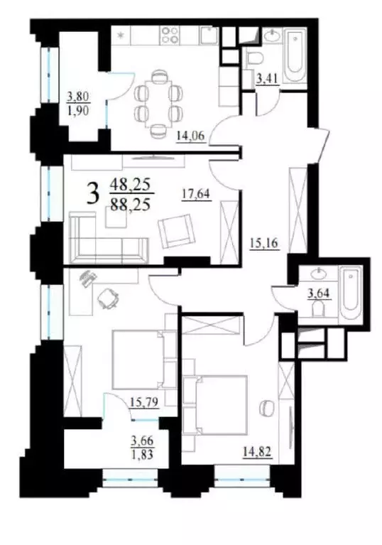 Продаётся 3-к квартира, 88 м - Фото 0
