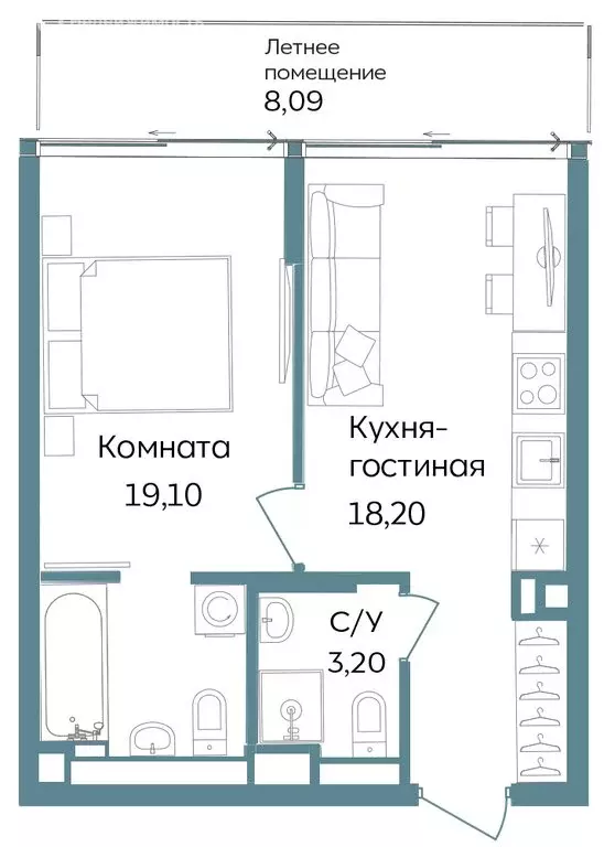 1-комнатная квартира: Республика Крым, Саки (48.59 м) - Фото 1