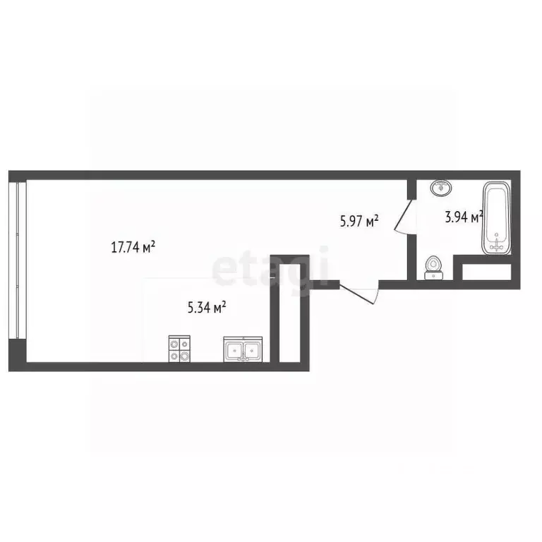 Студия Ульяновская область, Ульяновск ул. Аблукова, 6 (24.2 м) - Фото 1