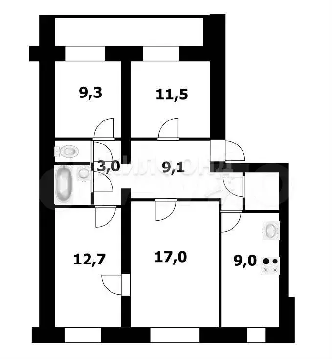 4-к. квартира, 80,4 м, 4/5 эт. - Фото 0