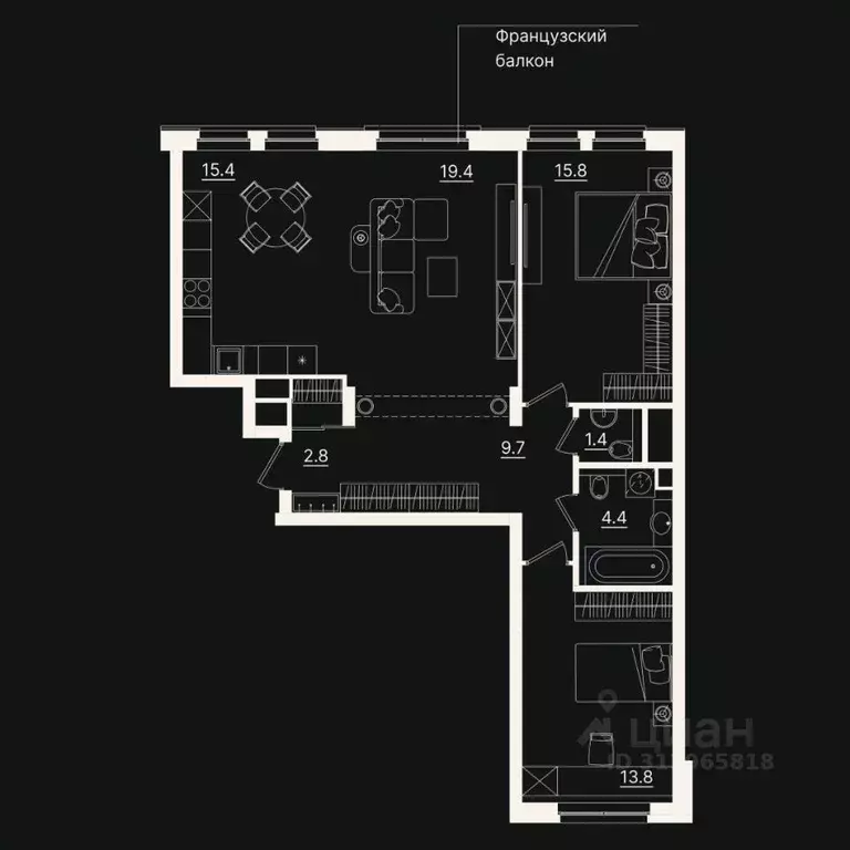 3-к кв. Тюменская область, Тюмень ул. Щербакова, 2к3 (82.7 м) - Фото 0