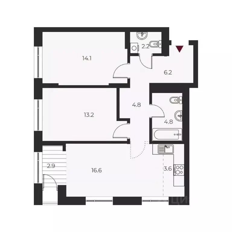 3-к кв. Новосибирская область, Новосибирск Оскар жилой комплекс (68.4 ... - Фото 1