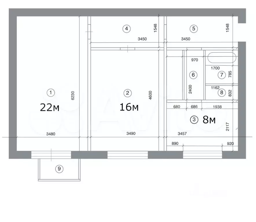 2-к. квартира, 65 м, 3/5 эт. - Фото 0