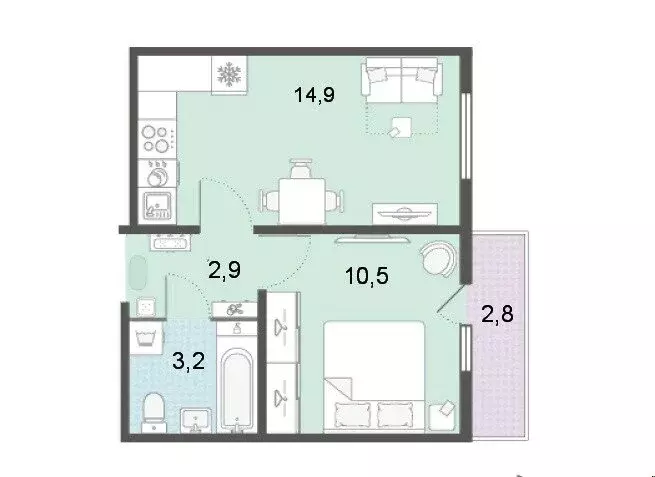 1-комнатная квартира: Екатеринбург, улица Евгения Савкова, 17Б (31.7 ... - Фото 0