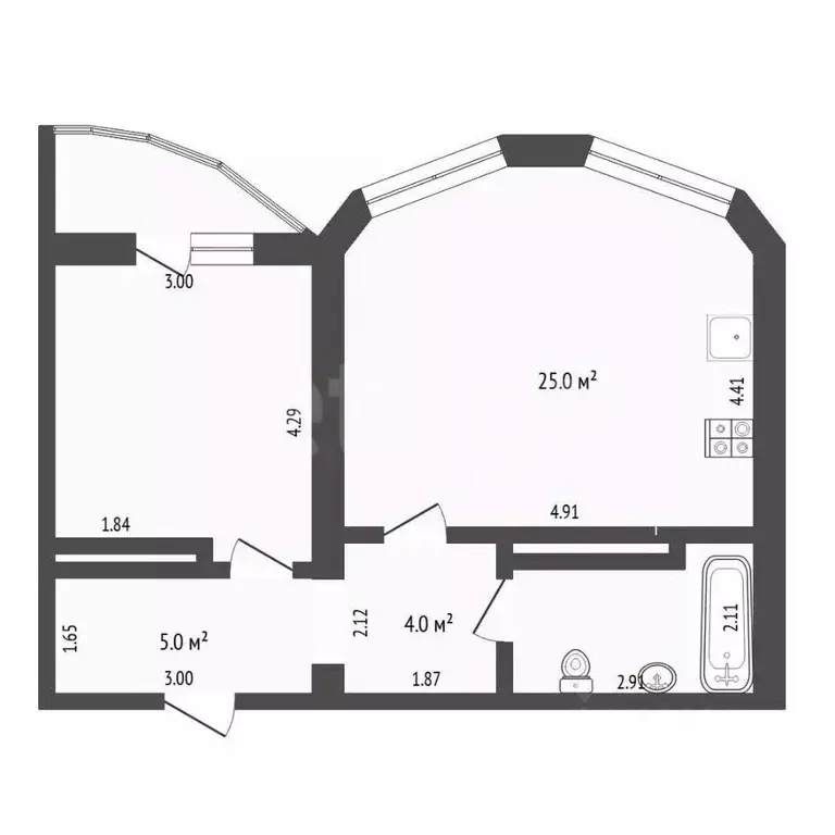 1-к кв. Тюменская область, Тюмень ул. Циолковского, 20А (50.5 м) - Фото 2