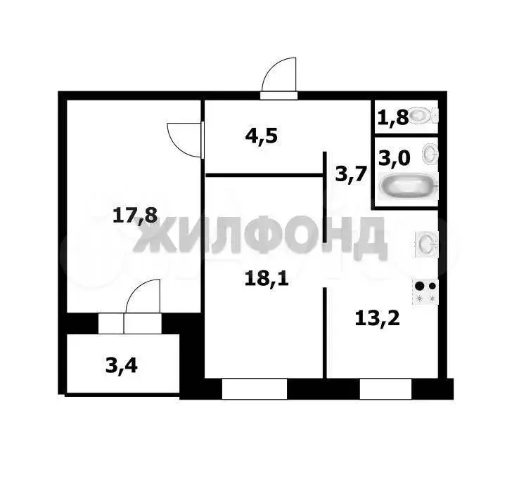 2-к. квартира, 61,6 м, 10/17 эт. - Фото 0