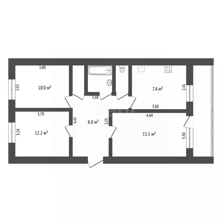 3-к кв. Амурская область, Благовещенск Трудовая ул., 254 (60.8 м) - Фото 2